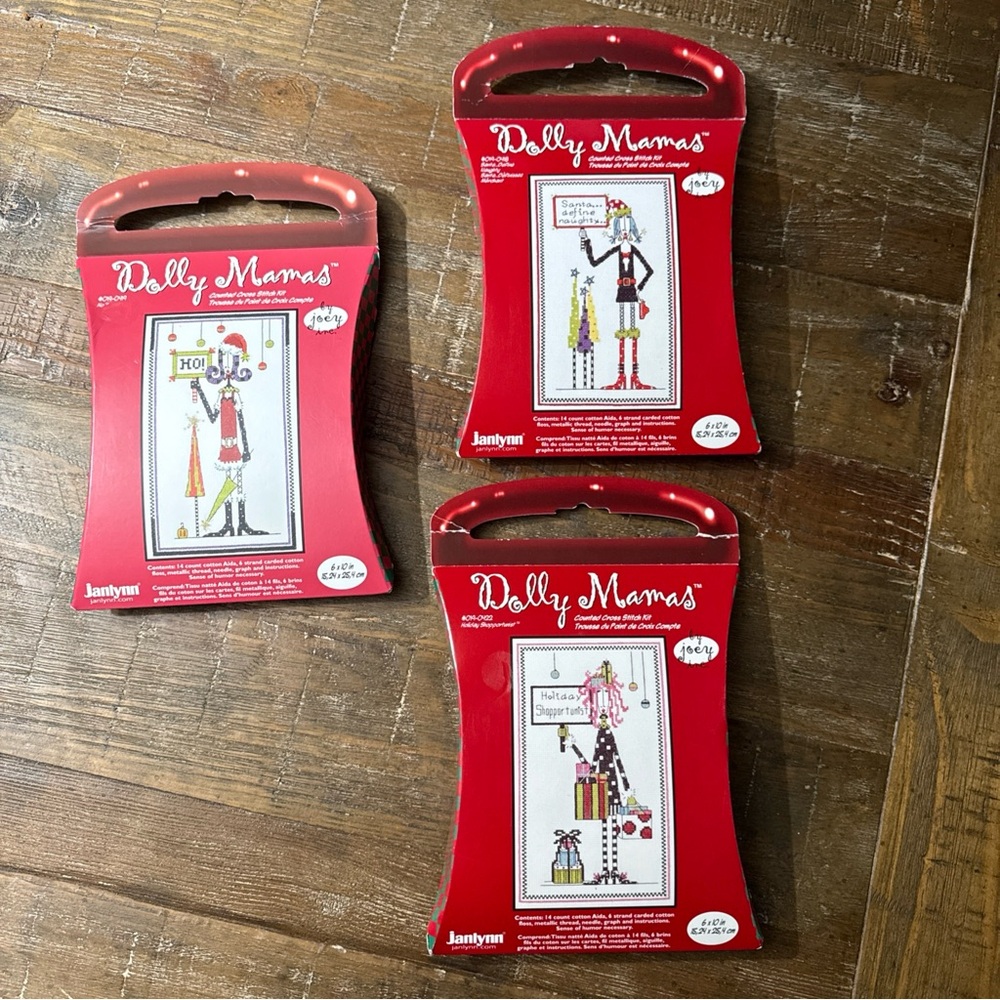 Dolly Mamas 'Holiday Shoppertunist' Cross Stitch Kit - Red Packaging